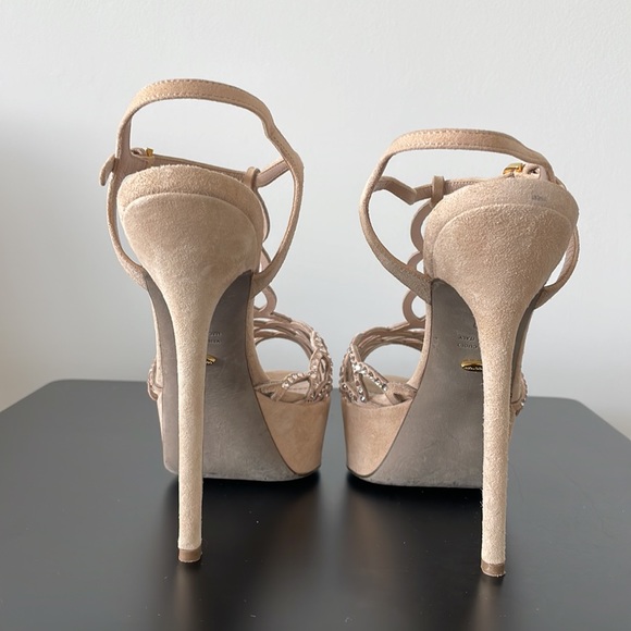 Sergio Rossi Suede and Crystal T Strap Heels Size 39 - Picture 10 of 11
